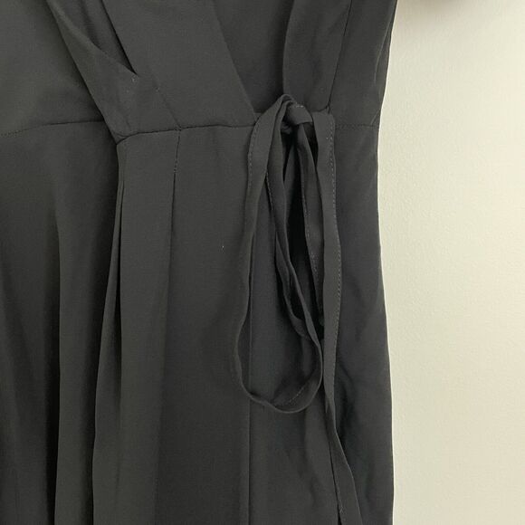 APC dress Womens 36 Black Mathilda Tie Crepe Viscose Vneck Pleats Classic - Picture 3 of 13